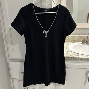 Lulus black rhinestone bow dress